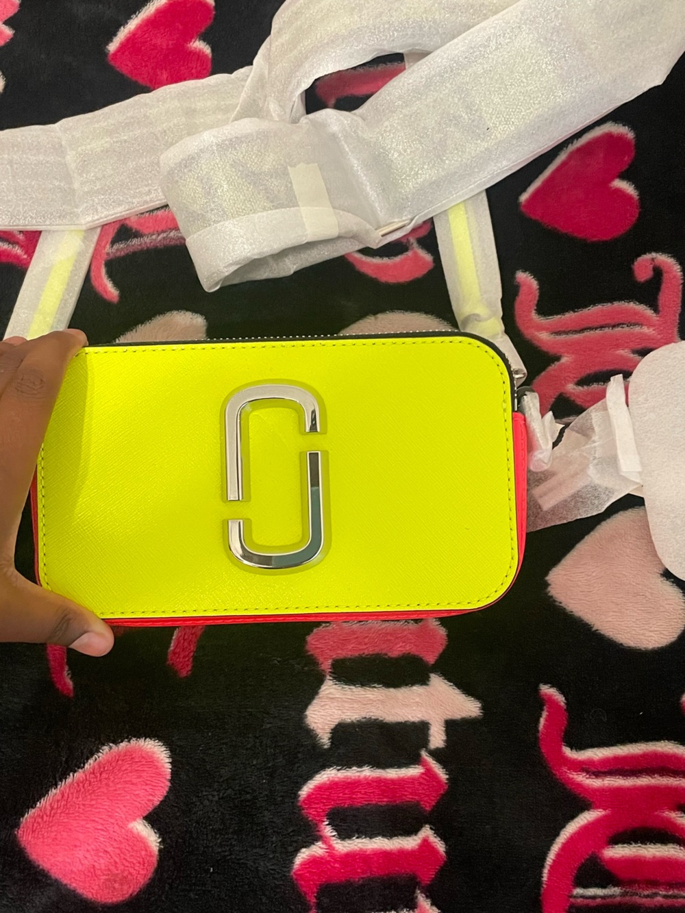 Marc Jacobs Neon Yellow and Pink Snapshot Camera Crossbody